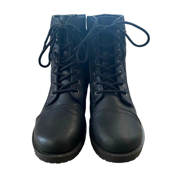 Jessica Carlyle Leanna Womens Combat Boots 8.5 Black Lace Up Zip Pocket Festival - Picture 8 of 9